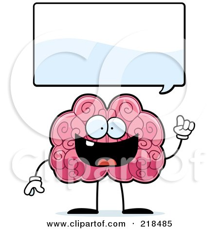 Royalty-Free (RF) Clipart Illustration of a Smart Brain Under A Word Balloon by Cory Thoman