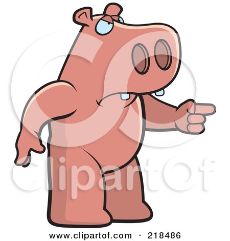 Royalty-Free (RF) Clipart Illustration of a Mad Pig Angrily Pointing by Cory Thoman