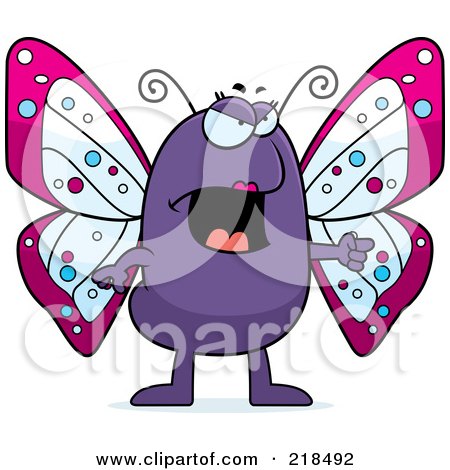 Royalty-Free (RF) Clipart Illustration of a Mad Butterfly Angrily Pointing by Cory Thoman