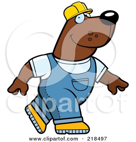 Royalty-Free (RF) Clipart Illustration of a Construction Bear Walking by Cory Thoman