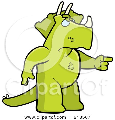 Royalty-Free (RF) Clipart Illustration of a Mad Triceratops Angrily Pointing by Cory Thoman