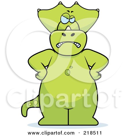 Royalty-Free (RF) Clipart Illustration of a Pissed Triceratops Standing With His Hands On His Hips by Cory Thoman