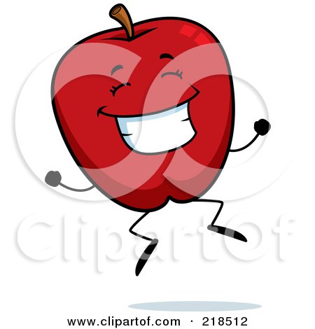Royalty-Free (RF) Clipart Illustration of a Happy Jumping Red Apple by Cory Thoman