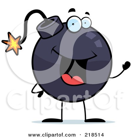 Royalty-Free (RF) Clipart Illustration of a Happy Bomb Character Waving by Cory Thoman