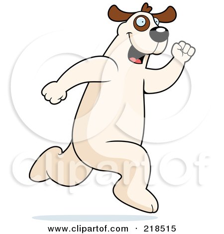 Royalty-Free (RF) Clipart Illustration of a White Dog Running Upright by Cory Thoman