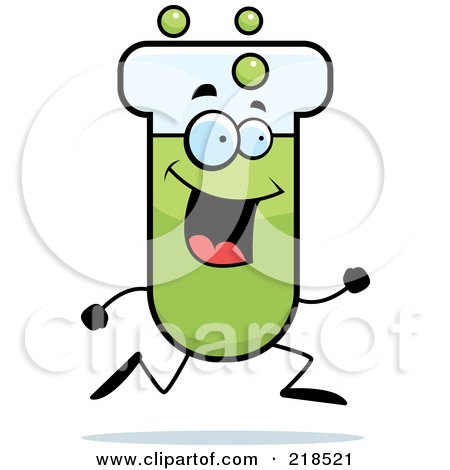 Royalty-Free (RF) Clipart Illustration of a Happy Test Tube Character Running by Cory Thoman