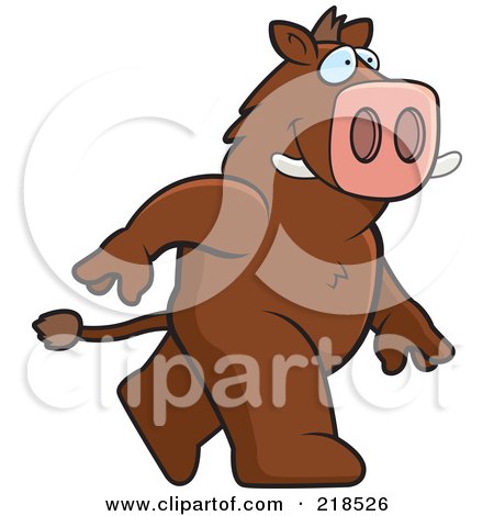 Royalty-Free (RF) Clipart Illustration of a Boar Walking Upright by Cory Thoman