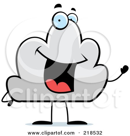 Royalty-Free (RF) Clipart Illustration of a Happy Cloud Character Waving by Cory Thoman