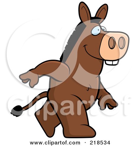 Royalty-Free (RF) Clipart Illustration of a Donkey Walking Upright by Cory Thoman