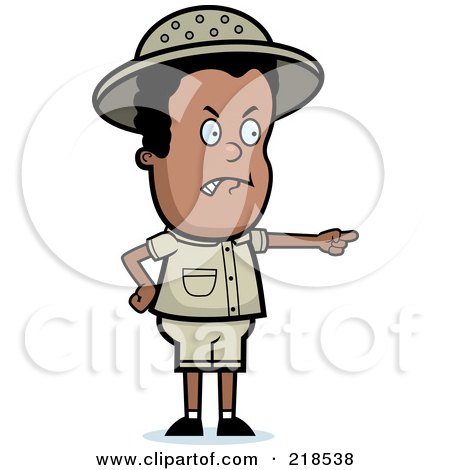 Royalty-Free (RF) Clipart Illustration of a Black Safari Boy Pointing Angrily by Cory Thoman