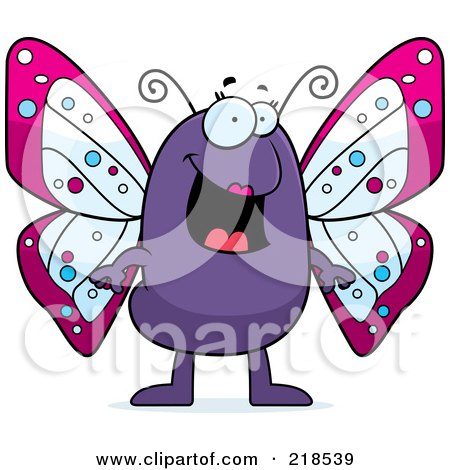 Royalty-Free (RF) Clipart Illustration of a Happy Purple Butterfly Standing by Cory Thoman