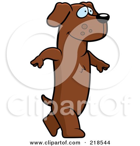 Royalty-Free (RF) Clipart Illustration of a Dachshund Walking Upright by Cory Thoman