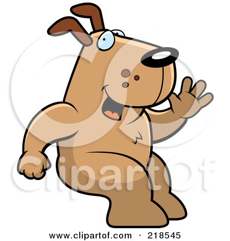 Royalty-Free (RF) Clipart Illustration of a Friendly Dog Sitting And Waving by Cory Thoman