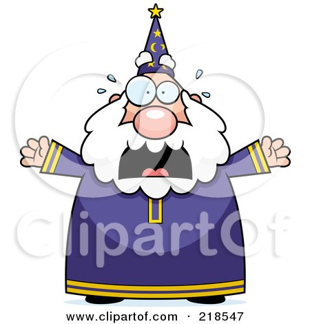 Royalty-Free (RF) Clipart Illustration of a Plump Old Wizard Freaking Out by Cory Thoman