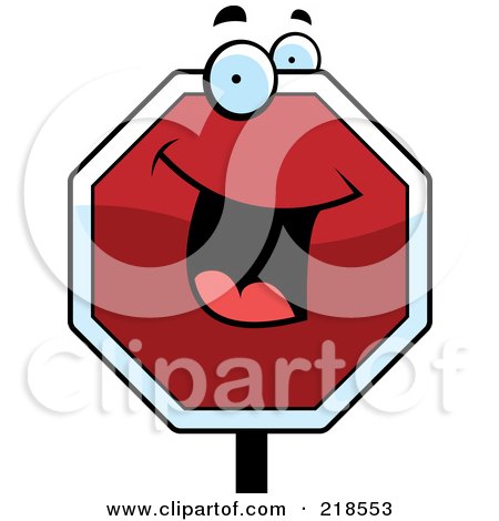 Royalty-Free (RF) Clipart Illustration of a Happy Stop Sign Character by Cory Thoman