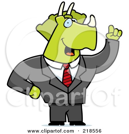Royalty-Free (RF) Clipart Illustration of a Business Triceratops With An Idea by Cory Thoman