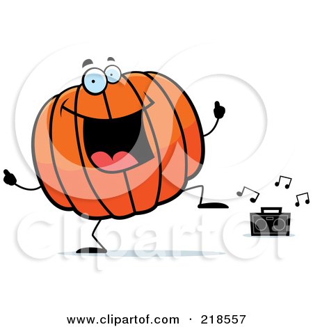 Royalty-Free (RF) Clipart Illustration of a Happy Pumpkin Character Dancing by Cory Thoman