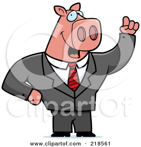 Royalty-Free (RF) Clipart Illustration of a Business Pig With An Idea by Cory Thoman