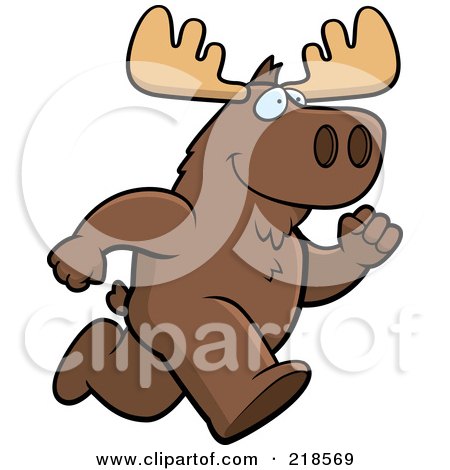Royalty-Free (RF) Clipart Illustration of a Moose Running Upright by Cory Thoman