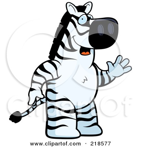 Royalty-Free (RF) Clipart Illustration of a Friendly Zebra Standing And Waving by Cory Thoman