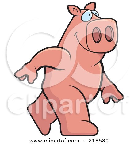 Royalty-Free (RF) Clipart Illustration of a Pig Walking Upright by Cory Thoman