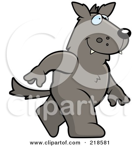 Royalty-Free (RF) Clipart Illustration of a Wolf Walking Upright by Cory Thoman