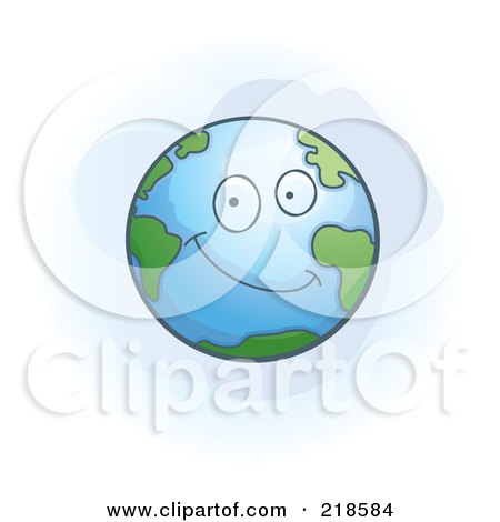 Royalty-Free (RF) Clipart Illustration of a Happy Earth Character by Cory Thoman