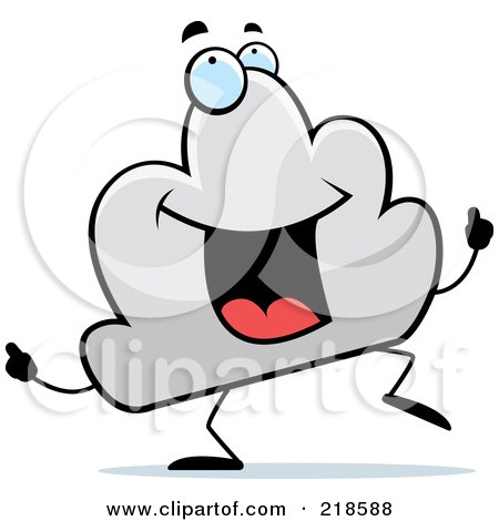 Royalty-Free (RF) Clipart Illustration of a Happy Cloud Character Dancing by Cory Thoman