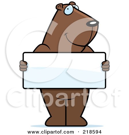 Royalty-Free (RF) Clipart Illustration of a Groundhog Standing Upright And Holding A Blank Sign Board by Cory Thoman