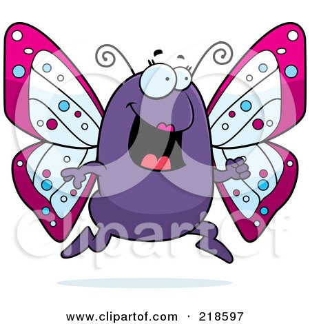 Royalty-Free (RF) Clipart Illustration of a Purple Butterfly Running by Cory Thoman