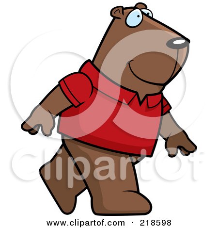 Royalty-Free (RF) Clipart Illustration of a Groundhog Wearing A Red Shirt And Walking Upright by Cory Thoman