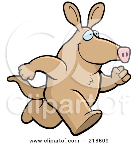 Royalty-Free (RF) Clipart Illustration of a Tan Aardvark Running by Cory Thoman