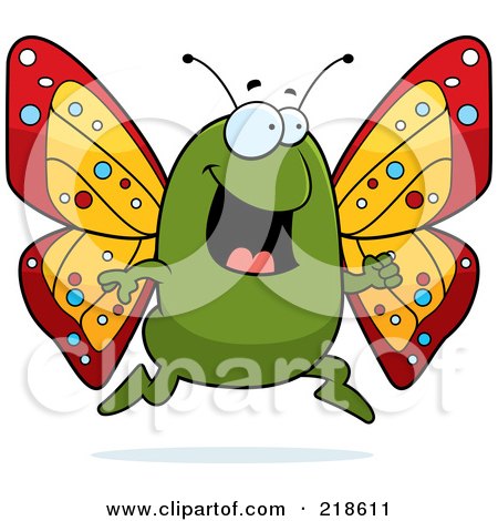 Royalty-Free (RF) Clipart Illustration of a Green Butterfly Running by Cory Thoman