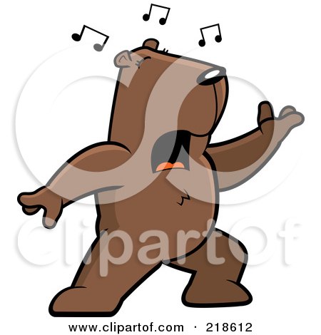 Royalty-Free (RF) Clipart Illustration of a Groundhog Singing And Lunging Forward by Cory Thoman