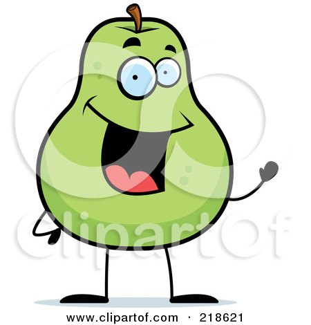 Royalty-Free (RF) Clipart Illustration of a Happy Pear Character Waving by Cory Thoman