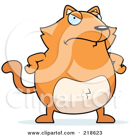 Royalty-Free (RF) Clipart Illustration of a Mad Orange Cat With His Hands On His Hips by Cory Thoman