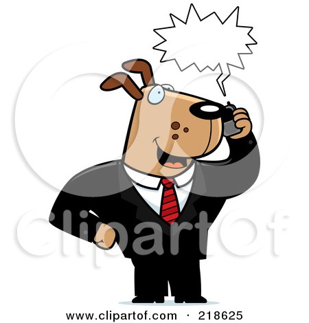 Royalty-Free (RF) Clipart Illustration of a Business Dog Using A Cell Phone by Cory Thoman