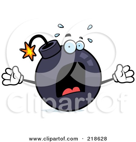 Royalty-Free (RF) Clipart Illustration of a Panicked Bomb Freaking Out by Cory Thoman