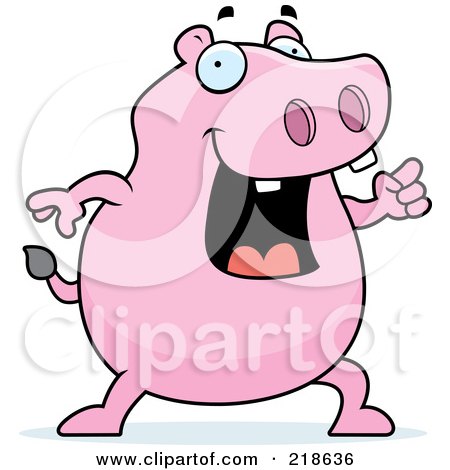 Royalty-Free (RF) Clipart Illustration of a Pink Hippo With An Idea by Cory Thoman