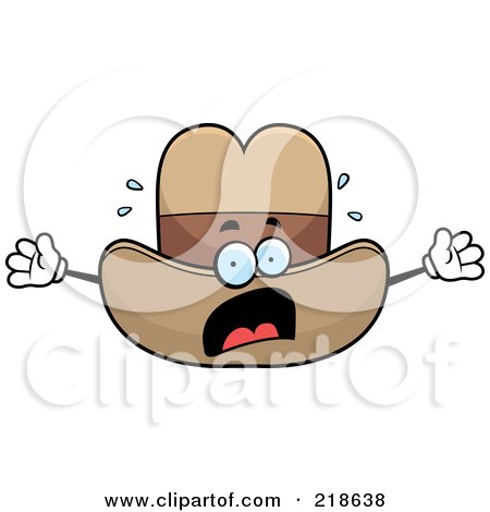 Royalty-Free (RF) Clipart Illustration of a Panicked Cowboy Hat Freaking Out by Cory Thoman
