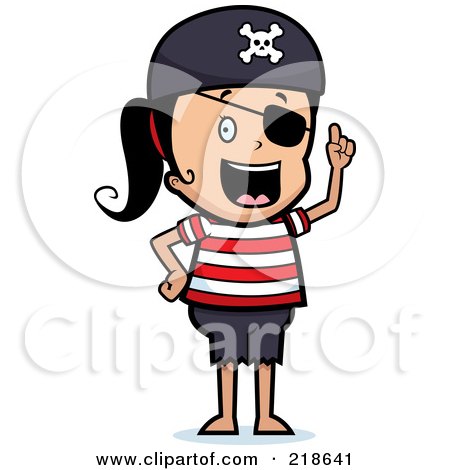 Royalty-Free (RF) Clipart Illustration of a Happy Pirate Girl With An Idea by Cory Thoman