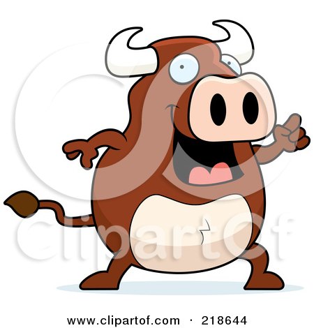 Royalty-Free (RF) Clipart Illustration of a Happy Bull With An Idea by Cory Thoman