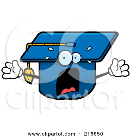 Royalty-Free (RF) Clipart Illustration of a Panicked Graduation Cap Freaking Out by Cory Thoman