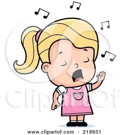 Royalty-Free (RF) Clipart Illustration of a Blond Girl Singing by Cory Thoman
