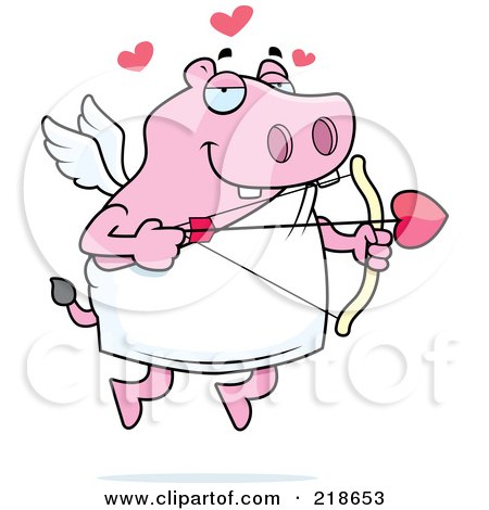 Royalty-Free (RF) Clipart Illustration of a Pink Cupid Hippo by Cory Thoman