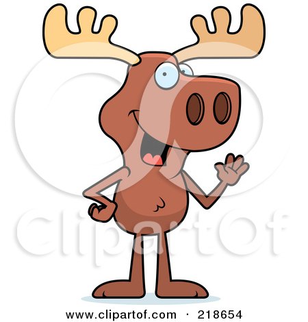 Royalty-Free (RF) Clipart Illustration of a Friendly Moose Standing And Waving by Cory Thoman