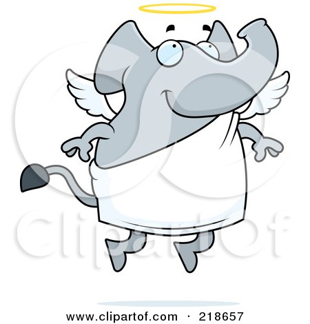 Royalty-Free (RF) Clipart Illustration of a Angel Elephant Flying by Cory Thoman