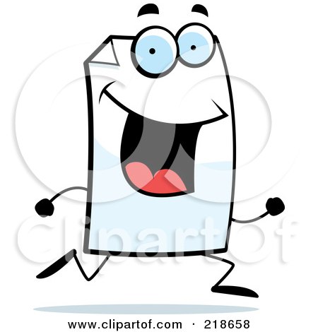 Royalty-Free (RF) Clipart Illustration of a Happy Paper Character Running by Cory Thoman
