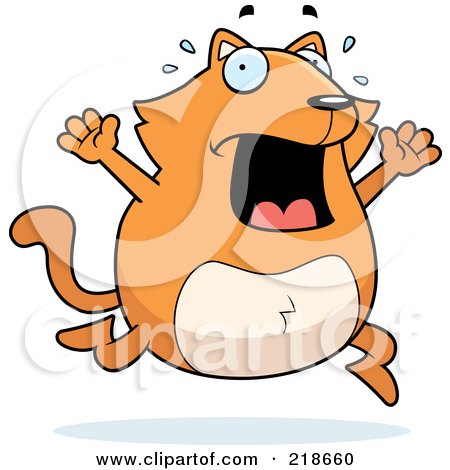 Royalty-Free (RF) Clipart Illustration of a Panicing Orange Cat Freaking Out by Cory Thoman