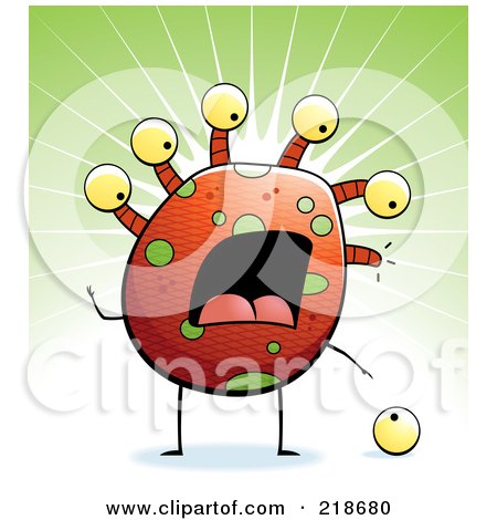 Royalty-Free (RF) Clipart Illustration of a Red Eyeball Monster Dropping An Eye by Cory Thoman